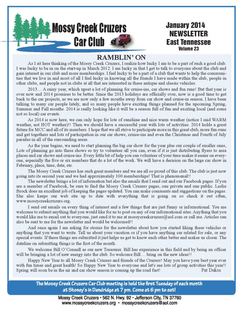 2013 Newsletter Page 1
