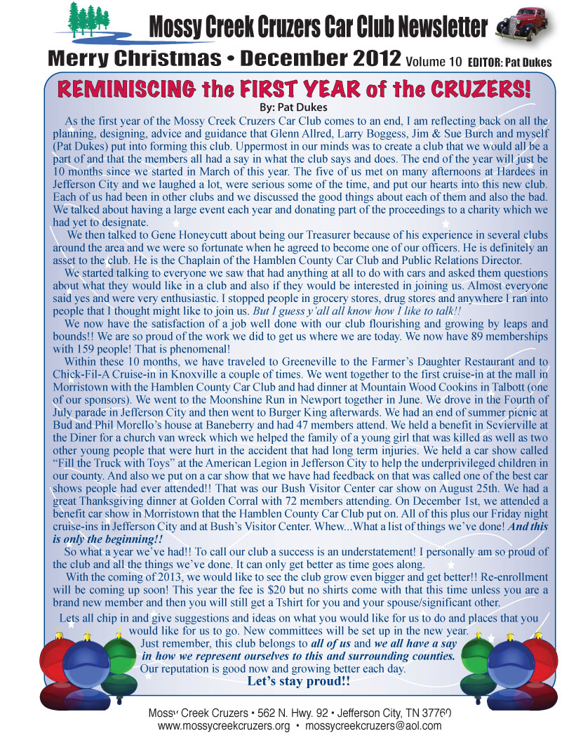 December 2012 Newsletter Page 1