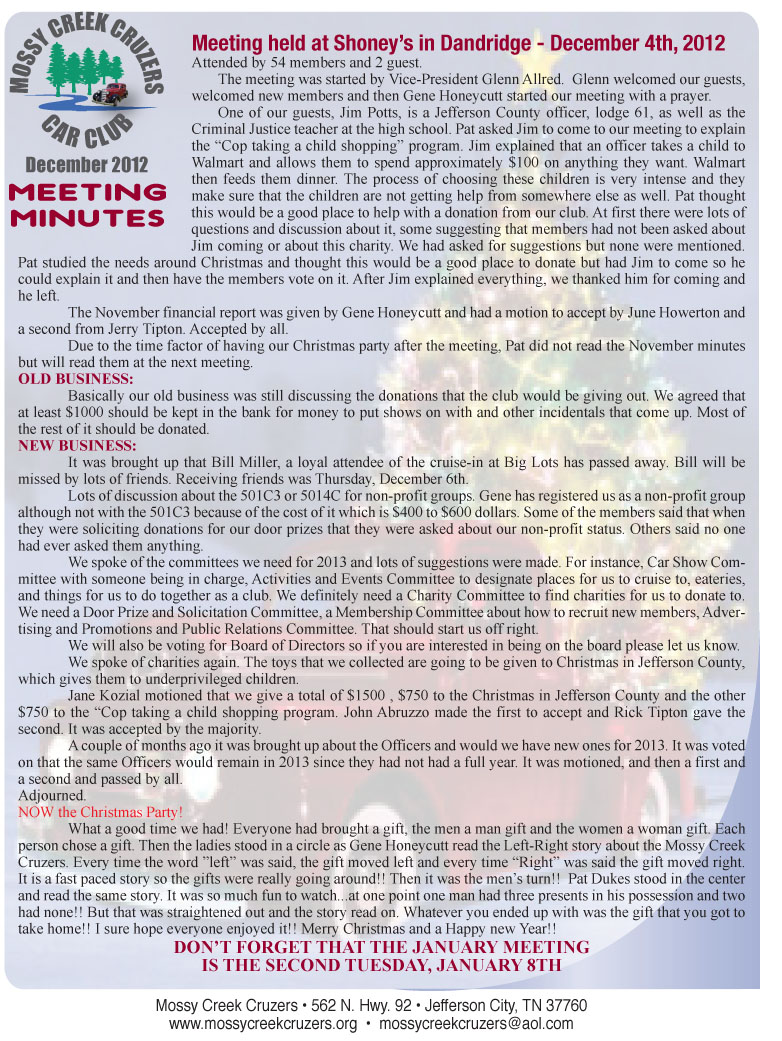 December 2012 Newsletter Page 2