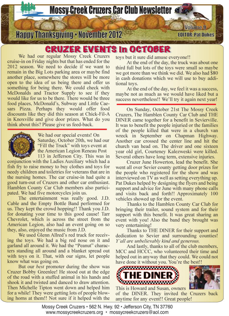 November 2012 Newsletter Page 1