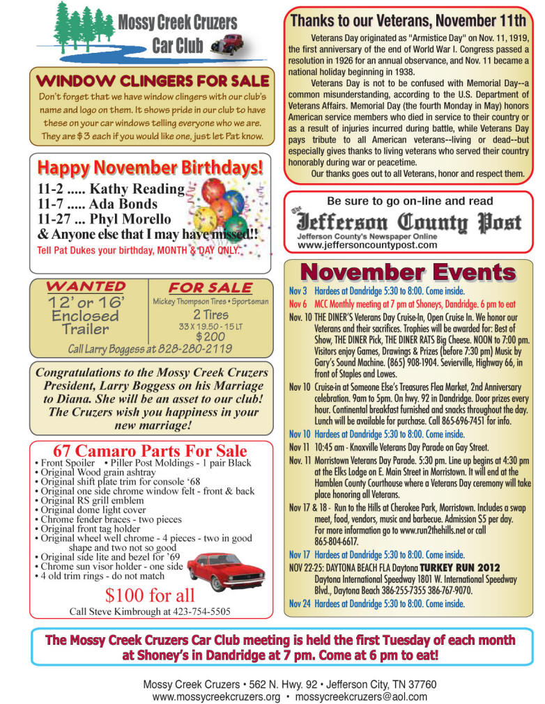 November 2012 Newsletter Page 3