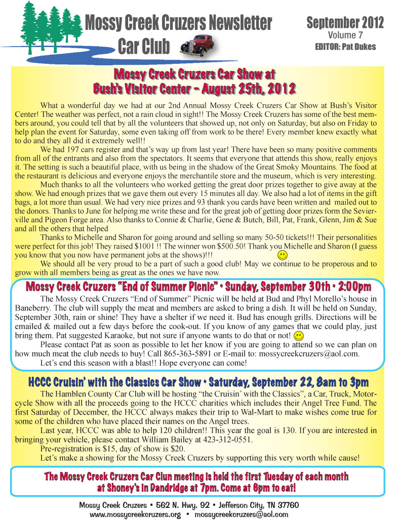 September 2012 Newsletter Page 1