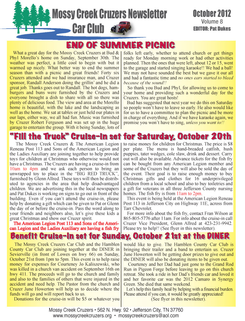 October 2012 Newsletter Page 1