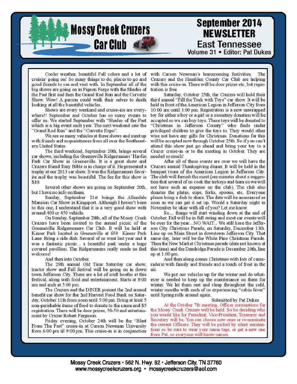 2014  Newsletter Page 1